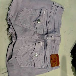 True Religion Purple Denim Shorts